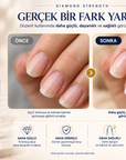 Eveline Diamond Hard & Shine ve temsili önce-sonra parlak tırnak görünümü karşılaştırması