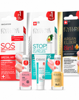 Eveline Protez Tırnak Sonrası Bakım Seti 3’lü – SOS, Kütikül Bakımı ve Besleyici Argan Yağı