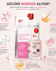 Eveline Maximum Nails Growth ve ultra keratin, ipek proteini, pantenol, E vitamini ile Nail Growth Complex bileşenleri