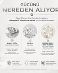 Eveline Silver Shine ve formülünde öne çıkan gümüş parçacıkları ile tırnak bakım bileşenleri